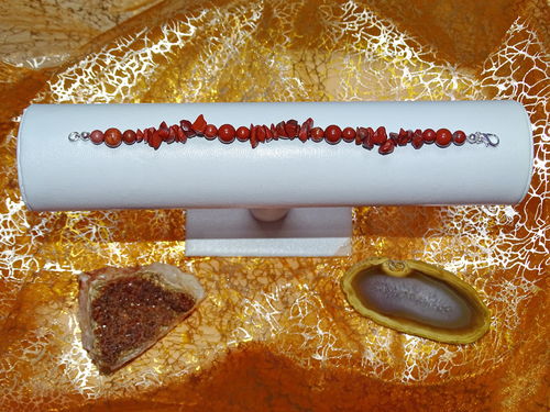 Edelsteinarmband aus rotbraunem Jaspis - Unikat