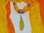 Gelb-oranger Schmuckschal mit Achatscheibe - Unikat