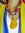 Blau gelb pinker Schmuckschal mit Achatscheibe - Unikat