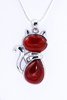 Silberkette mit rotem Achat-Katzenanhänger