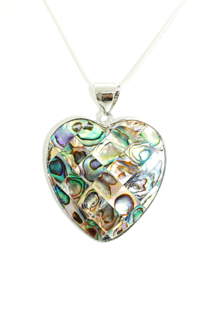 Edle Silberkette mit Herz aus Abalone